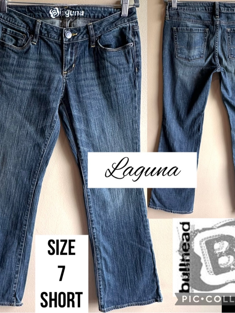 Bullhead Womens Jeans Laguna Bootcut Low Rise Dark Wash 29” Inseam Size 7 SHORT